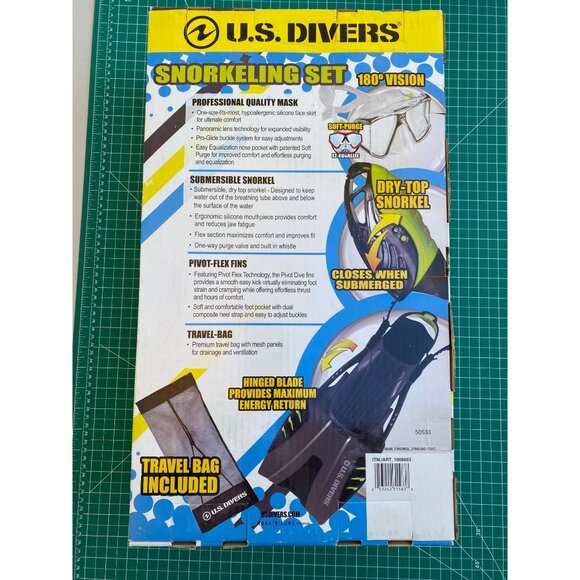 U.S. Divers Silicone Adult Snorkeling Set S/M With Mask Snorkel & Fins - Picture 6 of 6